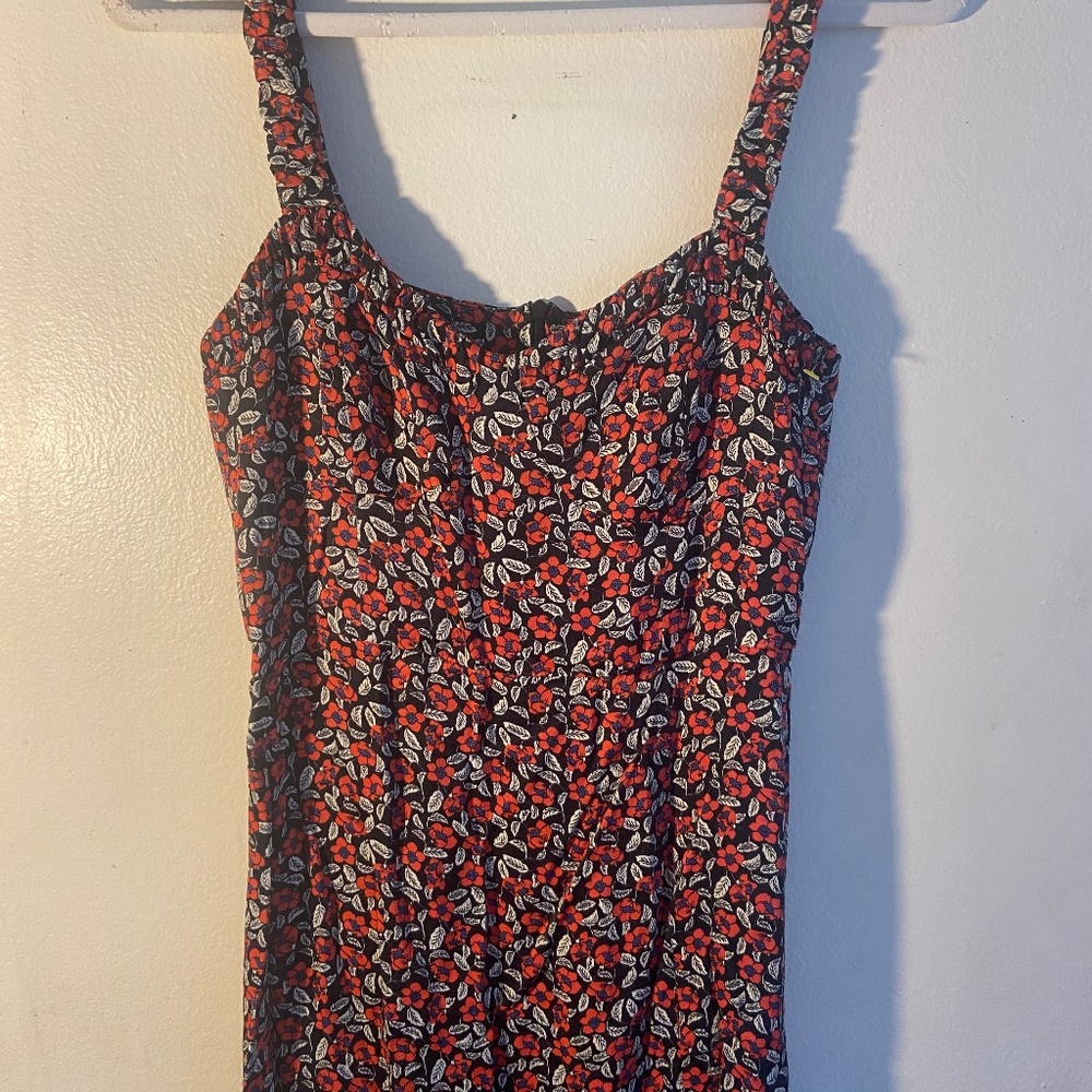 Zara Floral Dress Side Slit Ruffled Strap Midi